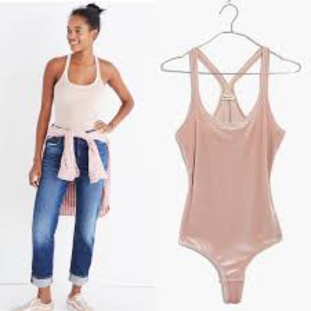 Madewell Blush Pink Cream Velvet Bodysuit